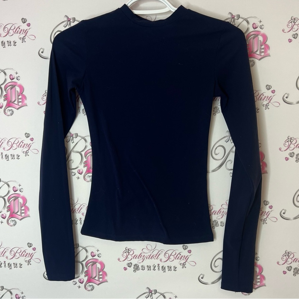 PrettyLittleThing Midnight Blue Long Sleeve stretchy body con navy new with tags